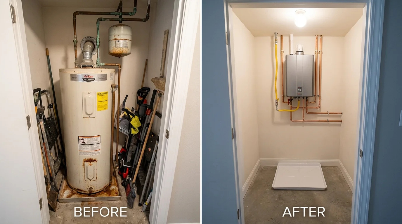 Tank water heater versus wall-mounted tankless unit comparison for Jasper, TX homeowners